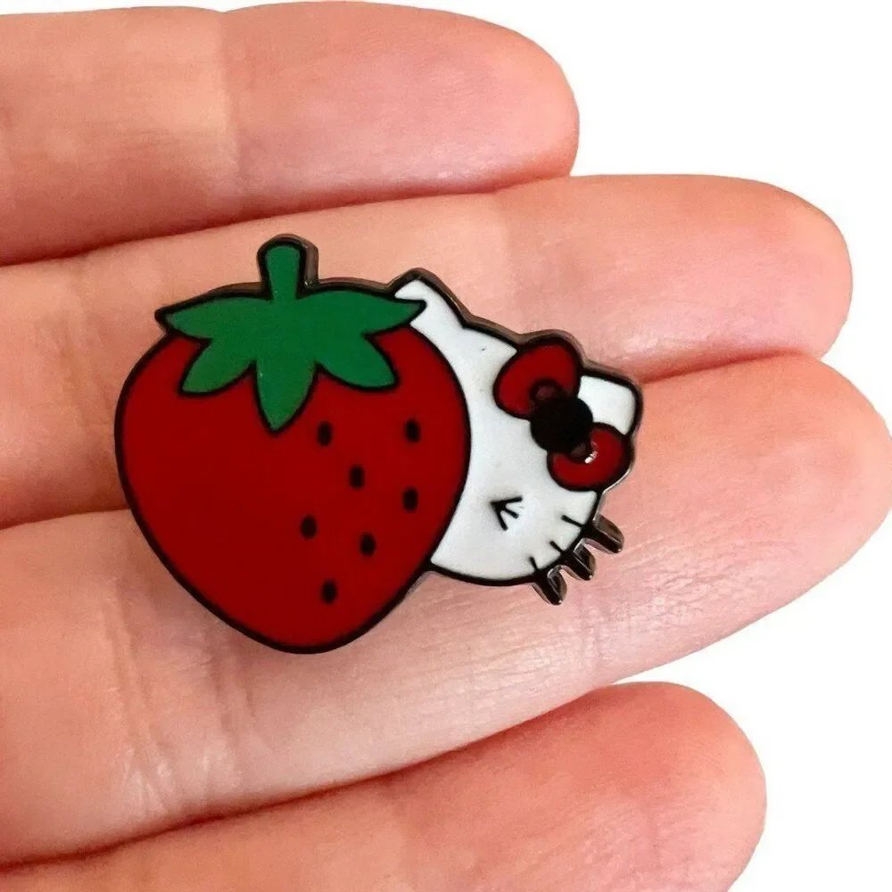 Strawberry Kitty Enamel Pin